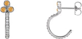 Platinum Round Natural Citrine Accented Bezel-Set J-Hoop Earrings