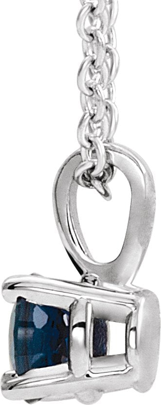 Platinum Round Natural Blue Sapphire Birthstone Necklace or Pendant - view 2