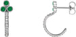 Platinum Round Natural Emerald Accented Bezel-Set J-Hoop Earrings