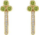 14K Gold Round Natural Peridot Accented Bezel-Set J-Hoop Earrings - Yellow Gold - view 2