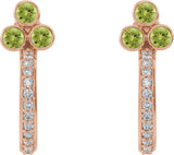 14K Gold Round Natural Peridot Accented Bezel-Set J-Hoop Earrings - Rose Gold - view 2