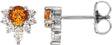 14K Gold Round Natural Citrine Accented Earrings - White Gold