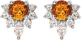 14K Gold Round Natural Citrine Accented Earrings - White Gold - view 2