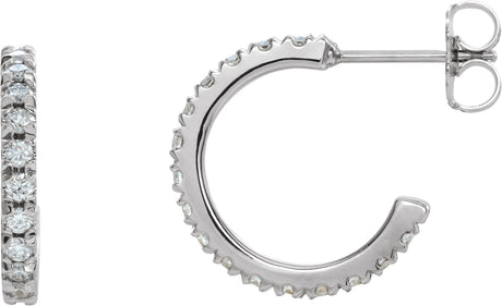 Platinum Round Lab-Grown Diamond French-Set Hoop Earrings