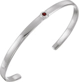 14K Gold Round Natural Mozambique Garnet Bezel-Set Cuff Bracelet - White Gold