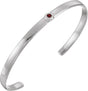 14K Gold Round Natural Mozambique Garnet Bezel-Set Cuff Bracelet - White Gold