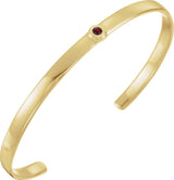 14K Gold Round Natural Mozambique Garnet Bezel-Set Cuff Bracelet - Yellow Gold