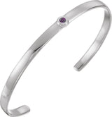 14K Gold Round Lab-Grown Alexandrite Bezel-Set Cuff Bracelet - White Gold