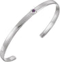 14K Gold Round Lab-Grown Alexandrite Bezel-Set Cuff Bracelet - White Gold