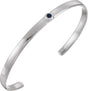 14K Gold Round Natural Blue Sapphire Bezel-Set Cuff Bracelet - White Gold