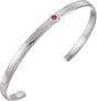 14K Gold Round Natural Pink Tourmaline Bezel-Set Cuff Bracelet - White Gold