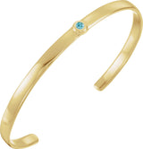 14K Gold Round Natural Blue Zircon Bezel-Set Cuff Bracelet - Yellow Gold