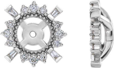 Platinum Natural Diamond Halo-Style Earrings Jackets