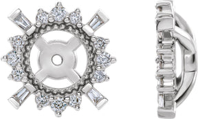 14K Gold Natural Diamond Halo-Style Earrings Jackets - White Gold