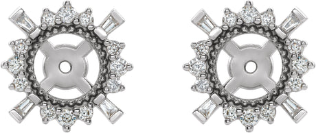 Platinum Natural Diamond Halo-Style Earrings Jackets - view 2