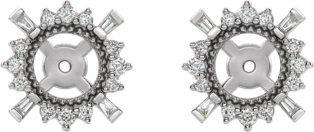 Platinum Natural Diamond Halo-Style Earrings Jackets - view 2