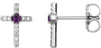 Platinum Round Lab-Grown Alexandrite Accented Cross Earrings