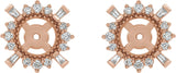 14K Gold Natural Diamond Halo-Style Earrings Jackets - Rose Gold - view 2