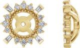 14K Gold Natural Diamond Halo-Style Earrings Jackets - Yellow Gold