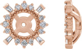 14K Gold Natural Diamond Halo-Style Earrings Jackets - Rose Gold
