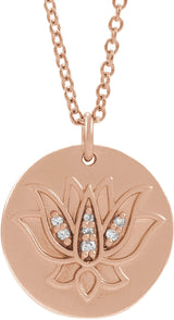 14K Gold Lotus Necklace or Pendant - Rose Gold