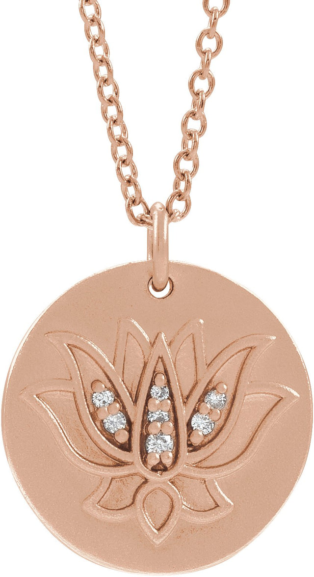 14K Gold Lotus Necklace or Pendant - Rose Gold