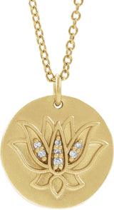 14K Gold Lotus Necklace or Pendant - Yellow Gold
