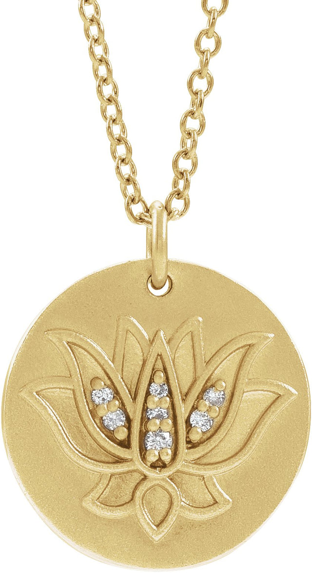 14K Gold Lotus Necklace or Pendant - Yellow Gold