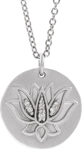 Platinum Lotus Necklace or Pendant