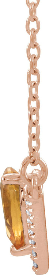 14K Gold Pear Natural Citrine Accented V Necklace - Rose Gold - view 2