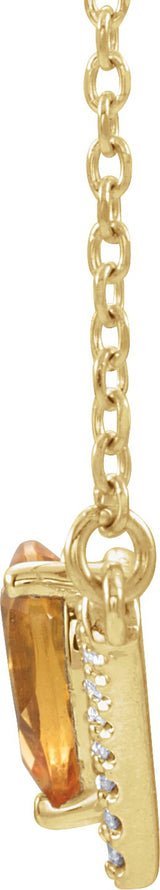 14K Gold Pear Natural Citrine Accented V Necklace - Yellow Gold - view 2