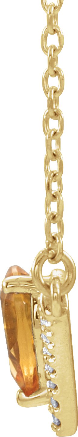 14K Gold Pear Natural Citrine Accented V Necklace - Yellow Gold - view 2