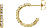 14K Gold Round Lab-Grown Diamond French-Set Hoop Earrings - Yellow Gold