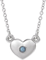 14K Gold Round Lab-Grown Alexandrite Heart Necklace - White Gold