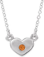 14K Gold Round Natural Citrine Heart Necklace - White Gold