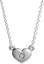 14K Gold Round Natural Blue Zircon Heart Necklace - White Gold