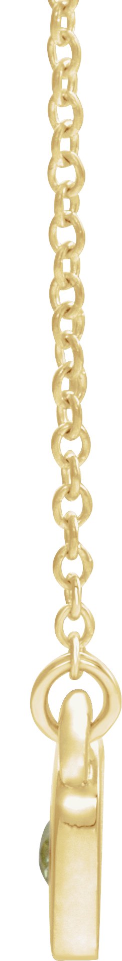 14K Gold Round Natural Peridot Heart Necklace - Yellow Gold - view 2
