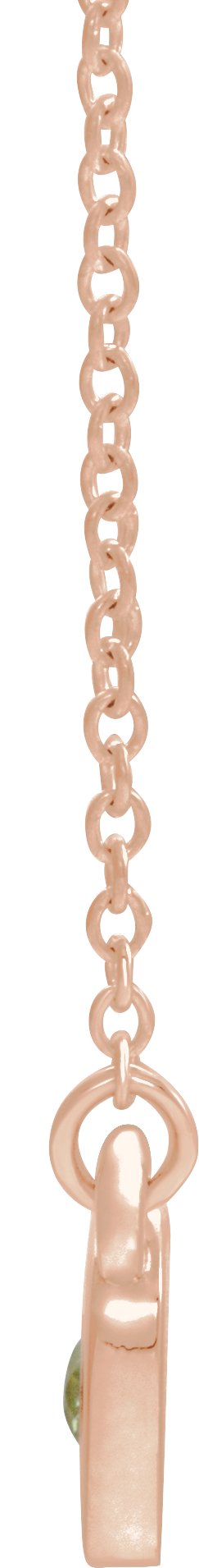 14K Gold Round Natural Peridot Heart Necklace - Rose Gold - view 2
