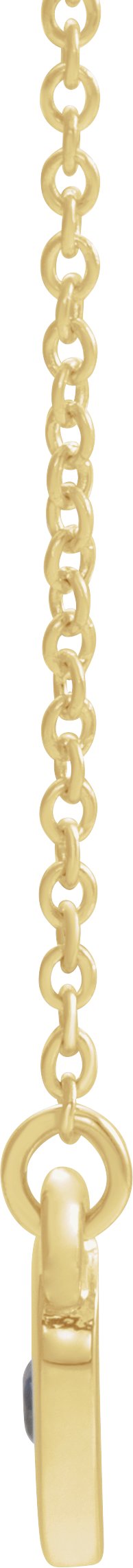 14K Gold Round Natural Blue Sapphire Heart Necklace - Yellow Gold - view 2