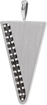 14K Gold Natural Black Diamond Triangle Necklace or Pendant - White Gold