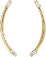 14K Gold Tapered Baguette Natural Diamond Baguette Accented Curved Bar Earrings - Yellow Gold - view 2