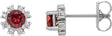 Platinum Natural Ruby Round 4-Prong Halo-Style Earrings