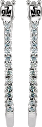 Platinum Round Natural Diamond Inside-Outside U-Hoop Earrings - view 3