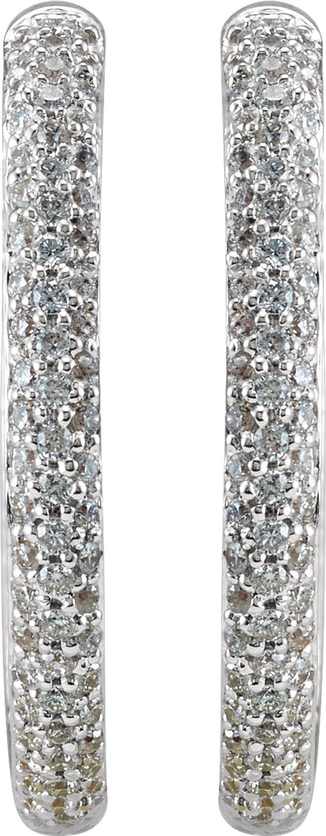 18K Gold Round Natural Diamond Pavé-Style Inside-Outside Hinged Hoop Earrings - view 2