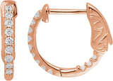 14K Gold Round Lab-Grown Diamond Inside-Outside Hoop Earrings - Rose Gold