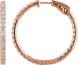 14K Gold Round Lab-Grown Diamond Inside-Outside Hoop Earrings - Rose Gold