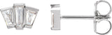 Platinum Tapered Baguette Natural Diamond Geometric Cluster Earrings