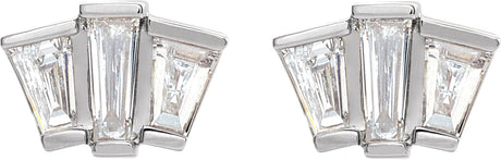 Platinum Tapered Baguette Natural Diamond Geometric Cluster Earrings - view 2