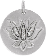14K Gold Lotus Necklace or Pendant - White Gold