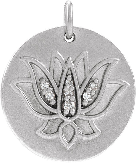 14K Gold Lotus Necklace or Pendant - White Gold